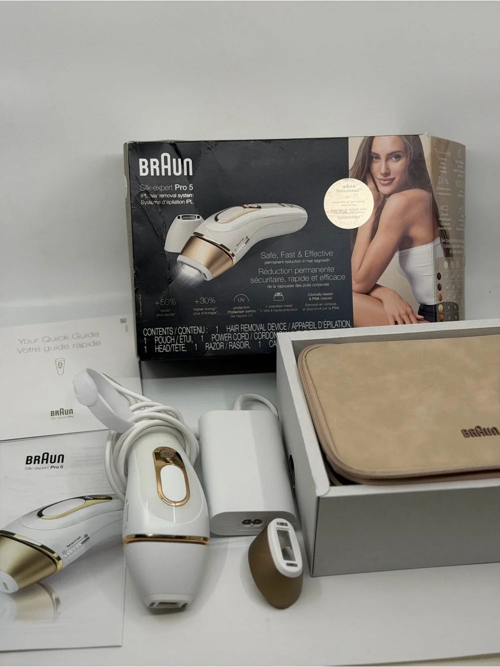 Silk-expert Pro 5 Hair Removal Device in White & Gold